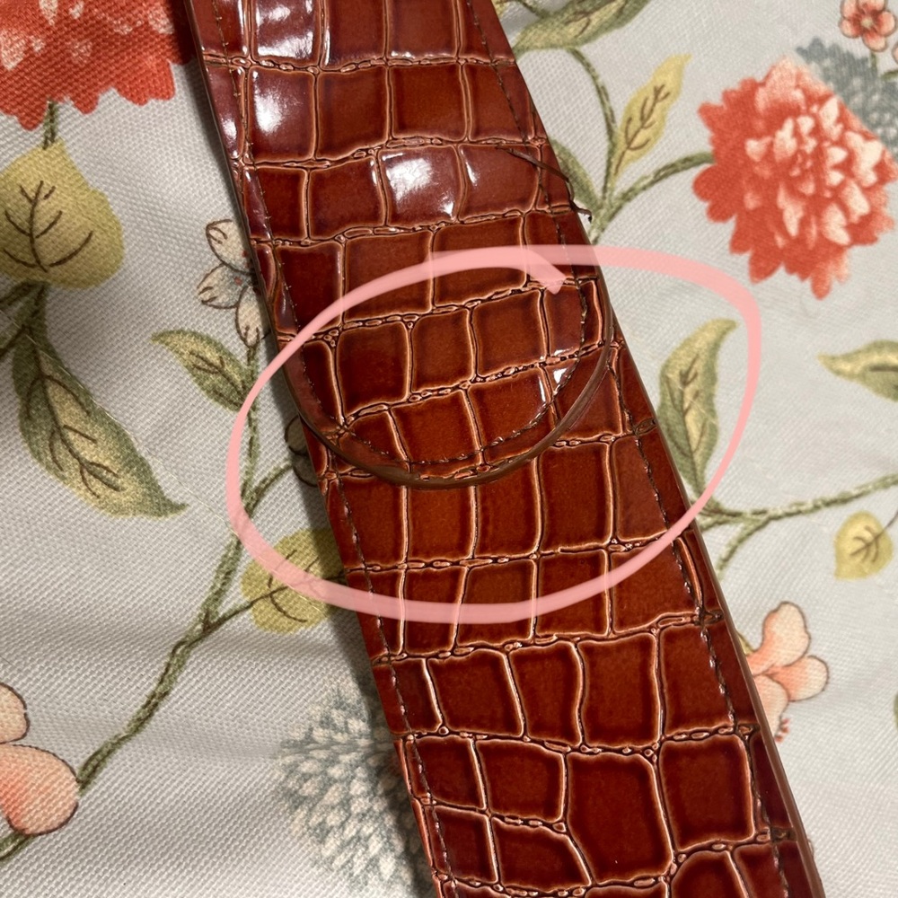 Retro Leather Croc Print Brown Belt - Picture 16 of 16